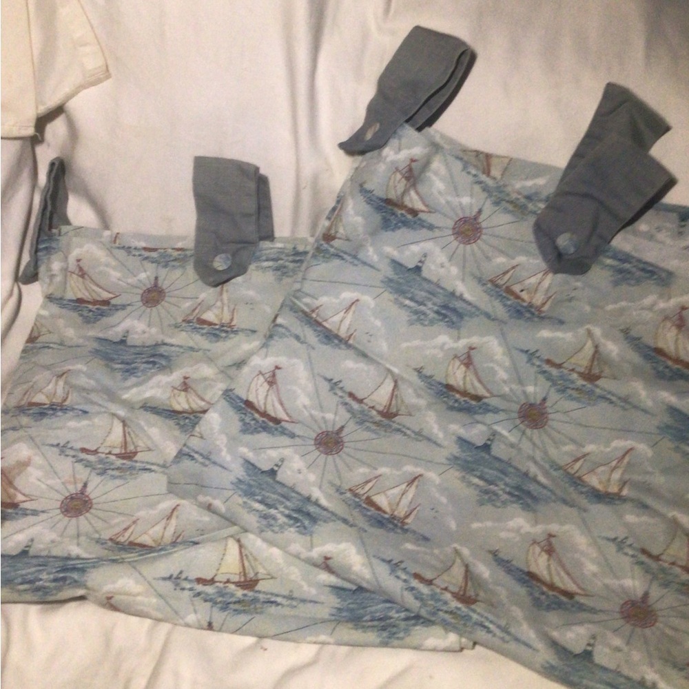 2 WAVERLY Mariners Voyage Tab Curtain Panels Sailboats Nautical 44”x 83”